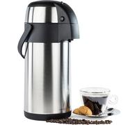 Andrew James Airpot Hot Water Dispenser, Insulated Jug with Pump Mechanism, Stainless Steel, Double-Walled, Lightweight & Robust with Carry Handle, Hot & Cold (3 Litre)