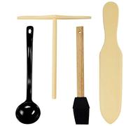 Andrew James Crepe Maker Accessories | Ladle, Oil Brush, Batter Spreader, Wooden Palette Spatula | Makes Pancakes Crepes and Sweet Desserts