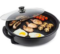 Andrew James Electric Frying Pan Non-Stick Multi Cooker Skillet 42cm 1500W, Glass Lid, Large Multi-Function Electric Pan, Electric Wok, Portable Camping Cooker, Energy Efficient Adjustable Temperature