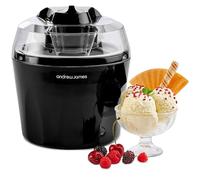 Andrew James Ice Cream Maker 1.5L - Ice-cream Maker, Gelato & Sorbet Machine for Home, Homemade Frozen Dessert Maker Ice Cream Machine, Ready in 20 Minutes - Black