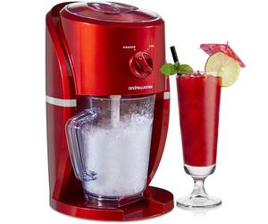 Andrew James Ice Crusher Slush Machine | Electric Crushed Ice Maker for Slushies Cocktails & Smoothies for Home Use | Stylish Retro Design | 1L BPA Free Plastic Jug & Built in Stirrer | 25W | Red
