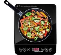 Andrew James Induction Hob Cooker 2000W, Portable Electric Hob with Hot Plate | Electric Induction Cooker with Touch Controls & 10 Heat Settings, Portable Stove (Single Black)