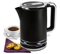 Andrew James Lumiglo Kettle | Matt Black 3000W Cordless Fast Boil 1.7L Jug with Blue LEDs | Reusable Filter & Flip Top Lid | AJ000617