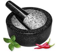 Andrew James Premium Granite Pestle and Mortar Set, 16cm, Ideal for Grinding Herbs, Spices, Nuts, Crushing Seeds, Perfect Pesto & Marinades Sauces, Large 16cm x 8cm, Essential Kitchen Accessory