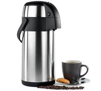 Andrew James Thermal Coffee Carafe, 3L Airpot, Double Walled Insulation, Stainless Steel Pump Action Hot Water Dispenser, Insulated Tea & Coffee Flask, 360° Rotating Base, Carry Handle & Safety Lock