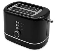 Andrew James Toaster 2 Slice - Black 2 Slice Toaster with Silver Trim - Stylish & Modern, Adjustable Browning Control, Removable Crumb Tray, Ideal for Breakfast - Modern Kitchen Appliance