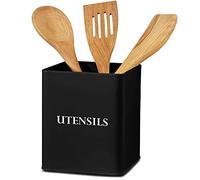 andrew james Utensil Holder Vintage Metal Utensil Pot Large Kitchen Utensil Organiser Retro Kitchen Accessories Utensils Storage Holder for Knives Forks Utensils, Kitchen Organiser Pot (Black)