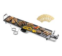 Andrew James Teppanyaki Electric Grill Plate & 2 Egg Rings | XXL Non-Stick Tabletop Griddle with 88cm x 23cm Hot Plate & Adjustable Temperature | Includes 8 Wooden Spatula