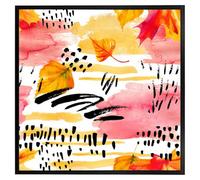 Andrew Lee Abstract Fall Pattern In Bright Autumn Colours (Picutre Frame) / 24X24" / Brown