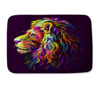 Andrew Lee Abstract, Multicolored Profile Portrait Of A Lion's Head On A Purple Background In Popart Style (Bathmat) / Default Title