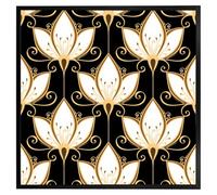 Andrew Lee Black& Gold Floral Pattern (Picutre Frame) / 16X16" / White