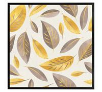 Andrew Lee Botanical Gold And Purple Leaf (Picutre Frame) / 30X30" / Grey