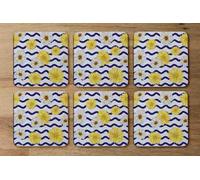 Andrew Lee Bright Yellow Flowers & Zig Zags (Coaster) / Default Title