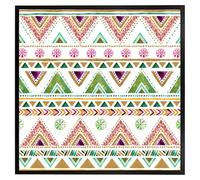 Andrew Lee Colourful Striped Gold Style Triangles (Picutre Frame) / 12X12" / Oak