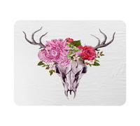 Andrew Lee Deer Animal Skull With Flowers And Feathers (Blanket) / Default Title