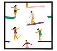 Andrew Lee Female Surfers (Picutre Frame) / 16X16" / Brown