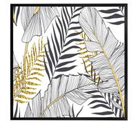 Andrew Lee Gold & Black Leaves (Picutre Frame) / 12X12" / Grey