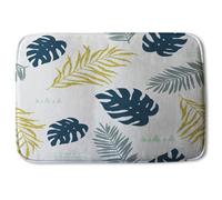 Andrew Lee Gold Glitter & Navy Leaves (Bath Mat) / Default Title