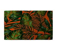 Andrew Lee Green Tropical Leaves On Orange (Bath Towel) / Default Title