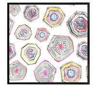 Andrew Lee Hand Painted Multicolour Watercolour Geometrical Pattern (Picutre Frame) / 16X16" / White