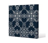 Andrew Lee Knitted Pattern Of White Snowflakes (Canvas) / 90 X 90 X 4Cm