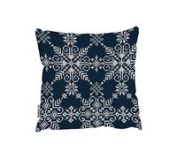 Andrew Lee Knitted Pattern Of White Snowflakes (Cushion) / 45Cm X 45Cm