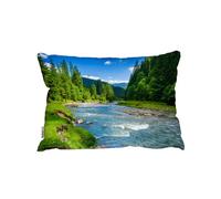 Andrew Lee Landscape With Mountains, Forest And A River In Front. Beautiful Scenery (Cushion) / 30Cm X 45Cm