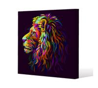 Andrew Lee Lion's Head On A Purple Background In Popart Style (Canvas Print) / 46 X 46 X 4Cm