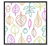 Andrew Lee Multi Colour Leaves Illustration (Picutre Frame) / 24X24" / Oak