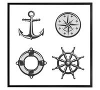 Andrew Lee Nautical Icons (Picutre Frame) / 20X20" / White