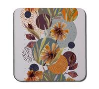 Andrew Lee Orange Geometric With Flowers (Coaster) / Default Title