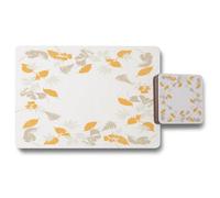 Andrew Lee Orange & Grey Autumn Leaves (Placemat & Coaster Set) / Default Title