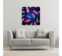 Andrew Lee Painted Bird Feathers (Canvas Print) / 101 X 101 X 4Cm