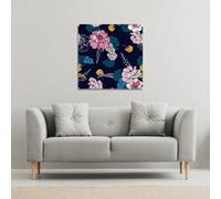 Andrew Lee Pink Flowers On Navy (Canvas Print) / 101 X 101 X 4Cm