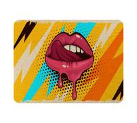 Andrew Lee Pink, Red Lips, Mouth And Tongue Icon On Pop Art Retro Vintage Colorful Background (Blanket) / Default Title