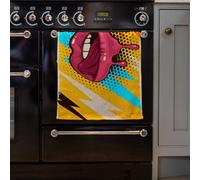 Andrew Lee Pink, Red Lips, Mouth And Tongue Icon On Pop Art Retro Vintage Colorful Background (Kitchen Towel) / Default Title