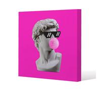 Andrew Lee Plaster Statue, David's Head In Pixel Glasses (Canvas Print) / 46 X 46 X 4Cm