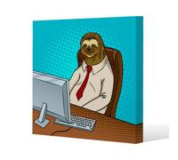 Andrew Lee Sloth Animal Office Worker Pop Art Retro (Canvas Print) / 101 X 101 X 4Cm