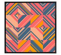 Andrew Lee Striped Bright Geometric Pattern (Picutre Frame) / 20X20" / Black