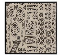 Andrew Lee Striped Egyptian Theme With Ethnic And Tribal Motifs (Picutre Frame) / 16X16" / Grey