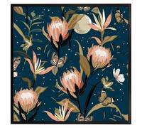 Andrew Lee The Moon, Butterflies & Flowers (Picutre Frame) / 24X24" / White