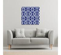Andrew Lee Tribal Art Ikat Ogee In Traditional Classic Blue (Canvas Print) / 77 X 77 X 4Cm