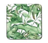 Andrew Lee Watercolour Green Tropical Leaves Coaster Set / Default Title