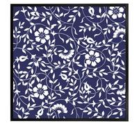 Andrew Lee White Flowers On Navy (Picutre Frame) / 16X16" / Oak