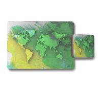 Andrew Lee World Map Yellow And Green (Placemat & Coaster Set) / Default Title