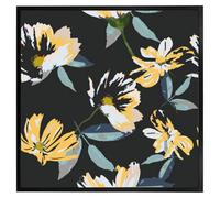 Andrew Lee Yellow Flowers On Green (Picutre Frame) / 16X16" / Grey