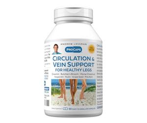 Andrew Lessman Circulation & Vein Support for Healthy Legs 60 Capsules - High Bioactivity Diosmin, Butcher's Broom, Visibly Reduces Swelling & Discomfort in Feet, Ankles, Calves, Legs