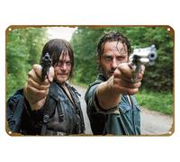 Andrew Lincoln, Gun, Tv Show, Norman Reedus, The Walking Dead, Rick Grimes, Daryl Dixon Poster Vintage Metal Tin sign Logo Family Club Bar Cafe Bedroom Art Wall Decoration Gift 8x12 inches
