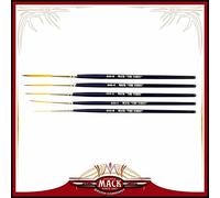 Andrew Mack Brush Set of 5 Size 0-6 Series 444 The Virus Scrolling Script Pinstriping Brush With Specially Blended Golden Taklon