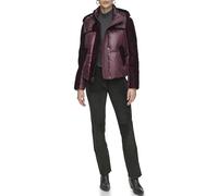 Andrew Marc Women's Vega Puffer Jacket Down Coat, Burgundy, M